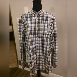 J.Crew Men's Blue and Yellow Plaid Shirt